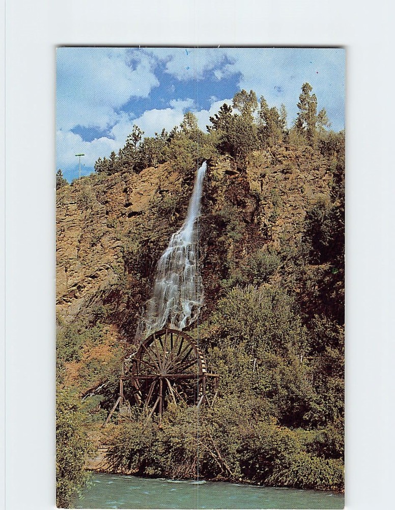Postcard Waterfalls And Water Wheel Idaho Springs Colorado USA