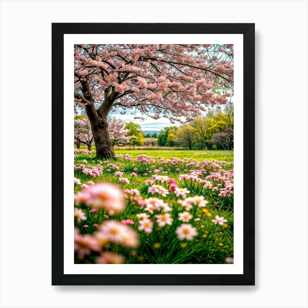 Spring Blossom Meadow Art Print Framed Wall Art Poster Canvas Print Picture