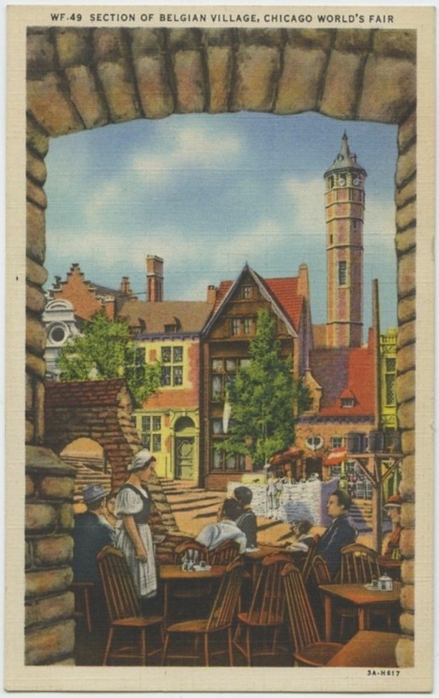 Chicago Worlds Fair Belgian Village Section 1933 Vintage Postcard Il Illinois