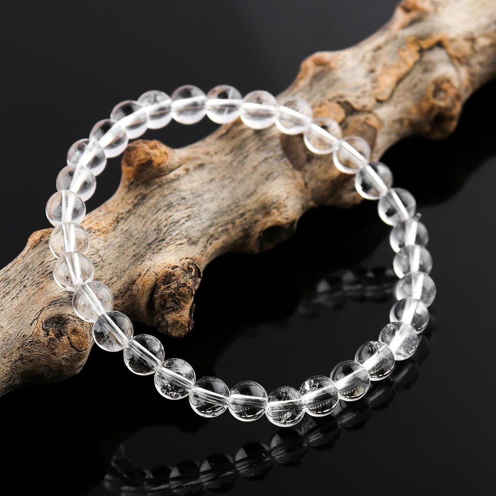Natural 4mm Clear Quartz Stone Bracelet White Crystal Stretch Healing Bracelet