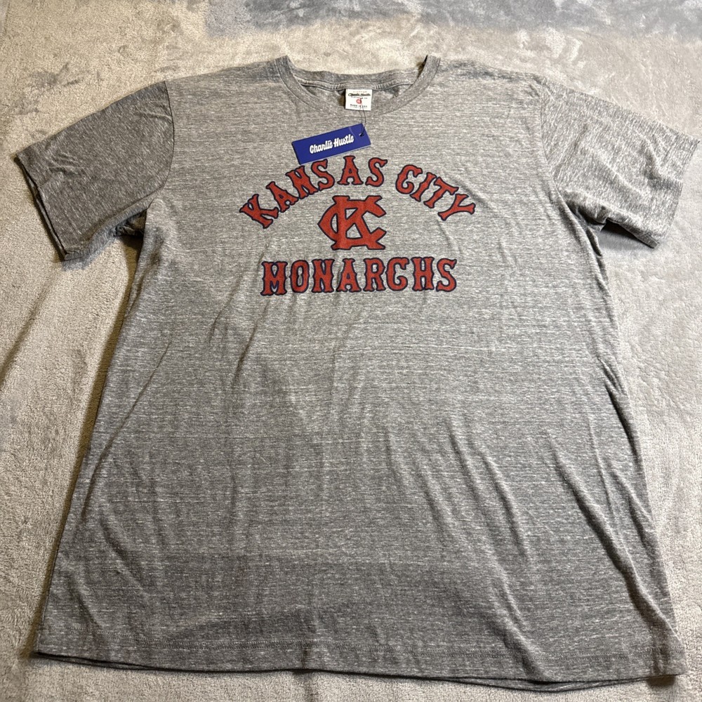 Charlie Hustle T Shirt Men's Size XL Kansas City Monarchs Gray Baseball Tee NWT