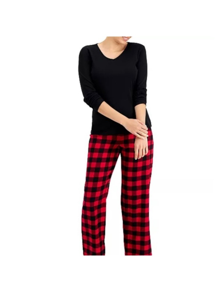 CHARTER CLUB Womens Black T-Shirt Top Straight leg Pants Pajamas L