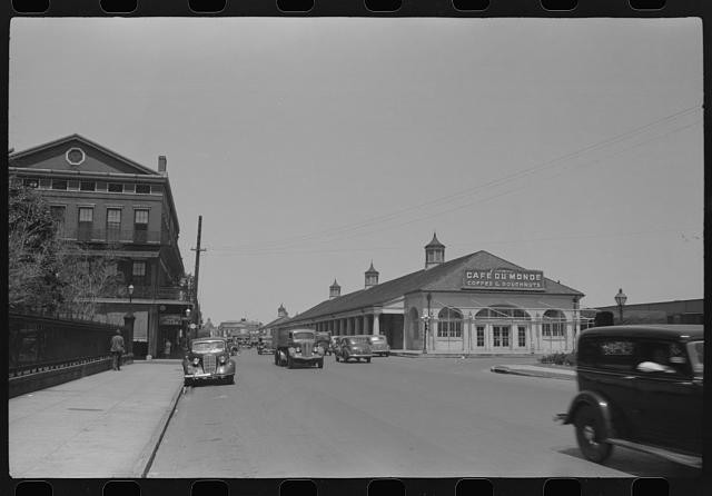 Photo:New Orleans Louisiana 1930s Cafe Du Monde street scene cars