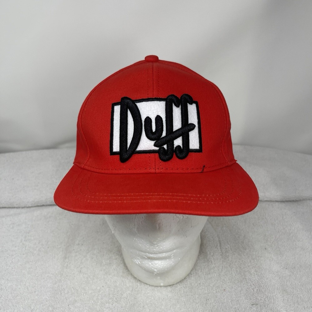 The Simpsons Duff Beer Red Flat Bill Adjustable Hat Ball Cap NEW WITH TAGS