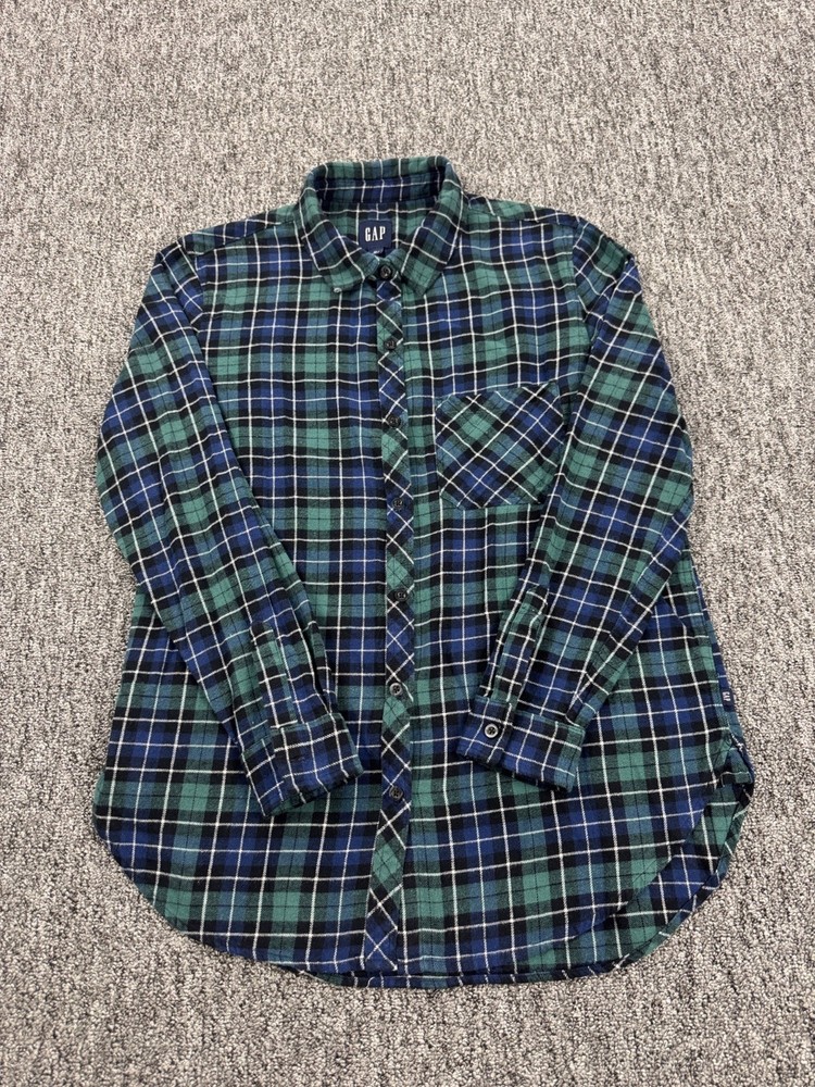 Gap Top Women Medium Tartan Plaid Soft Cotton Relaxed Button Up Flannel Shirt
