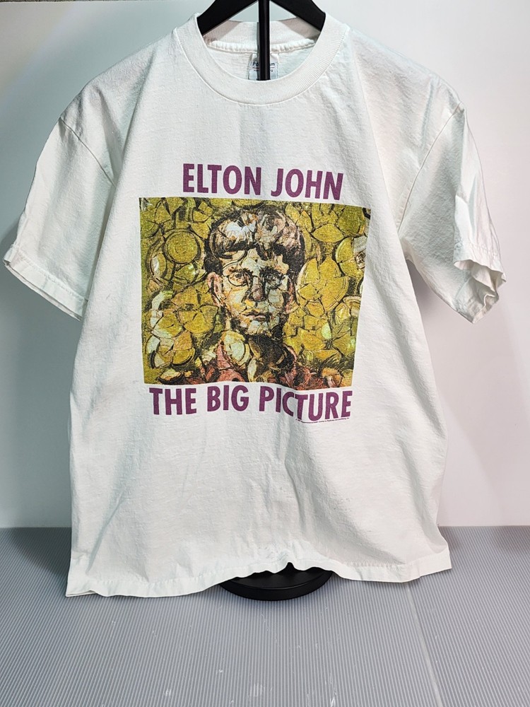 Elton John Big Picture Tour 1997 Double-sided Concert White Vintage T-Shirt L