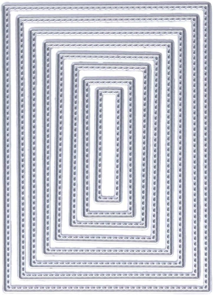 8 Pcs Stitched Rectangle Metal Die Cuts for Scrapbooking and Card Making
