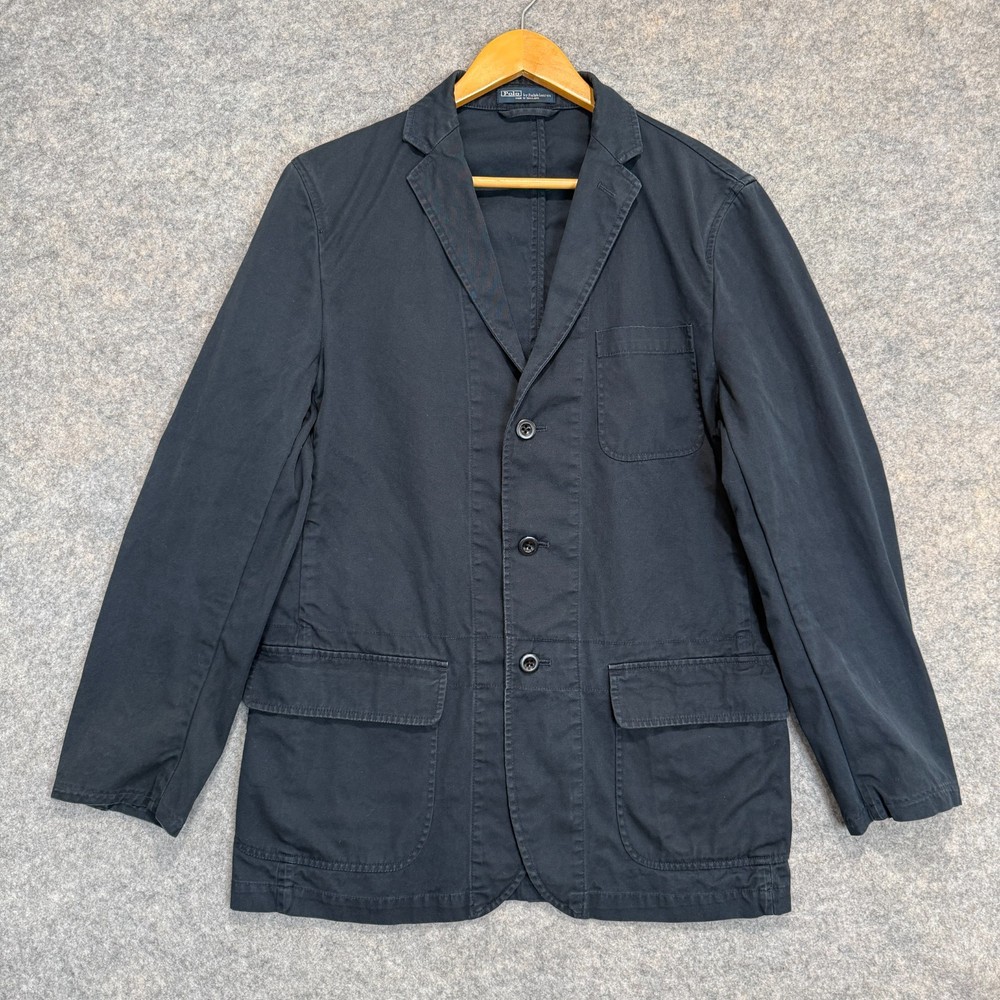 Vintage Polo Ralph Lauren Field Chore Utility Blazer Jacket Mens 42 L Navy Rare