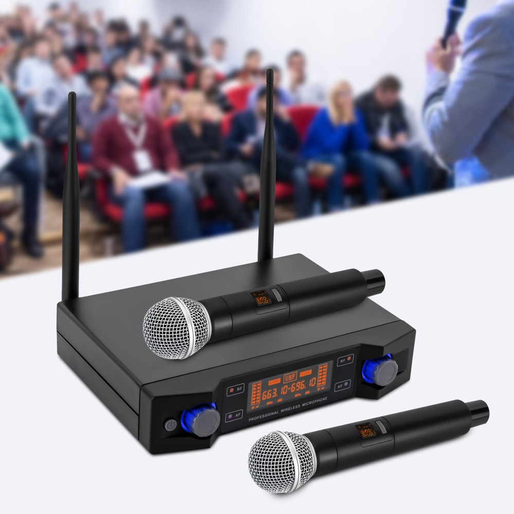 VH58 Cordless Mic Set UHF Professional Dual Wireless Microphone System