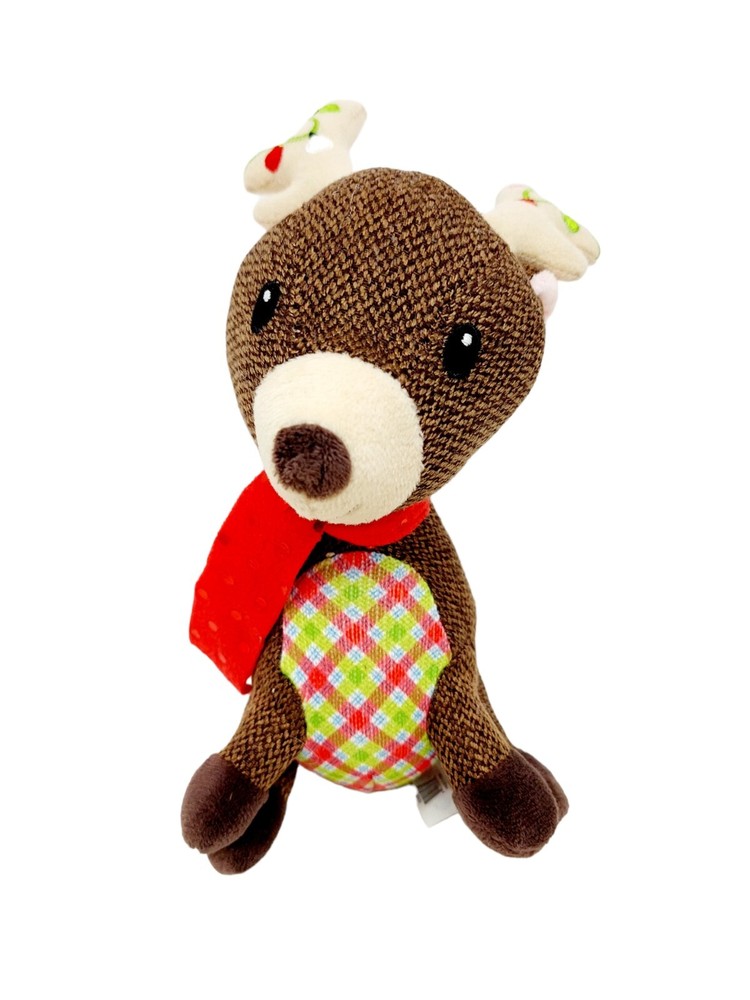 Holiday Time Reindeer Plush Stuffed Animal brown tan green red 8