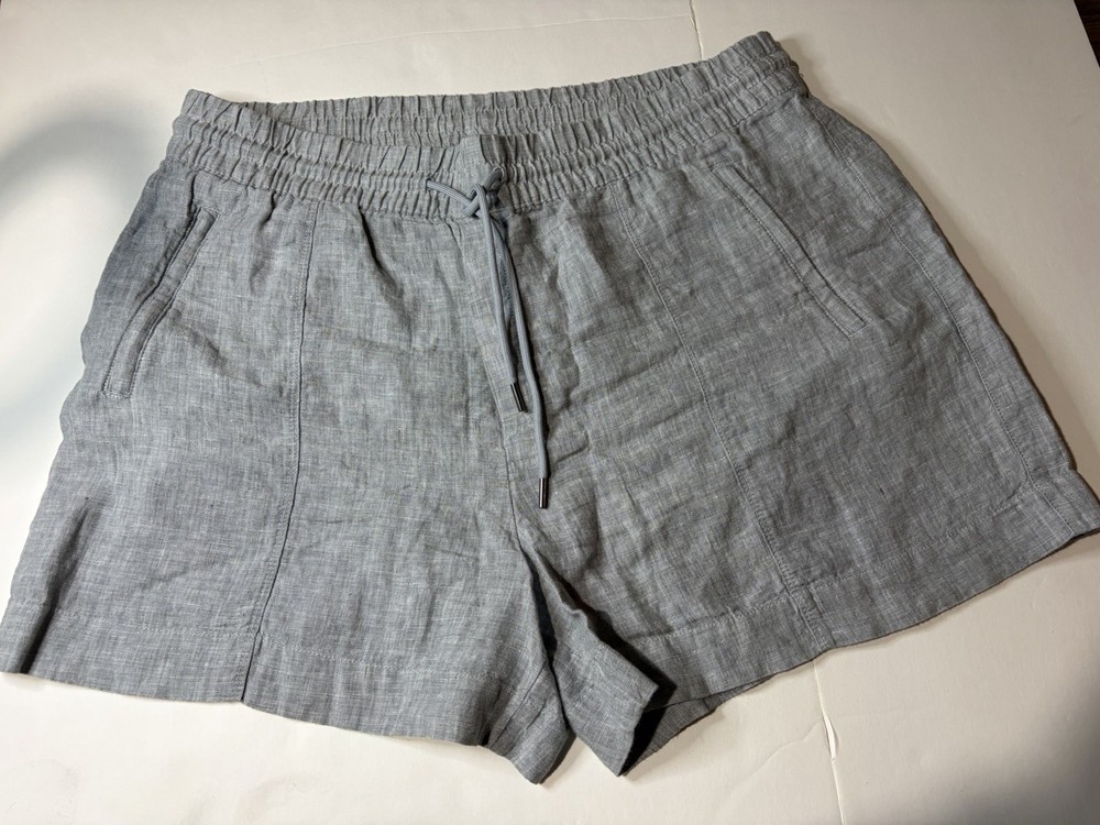 Linen Athleta Women’s Shorts Gray/Blue Coastal Summer Beach Hamptons Cape XL