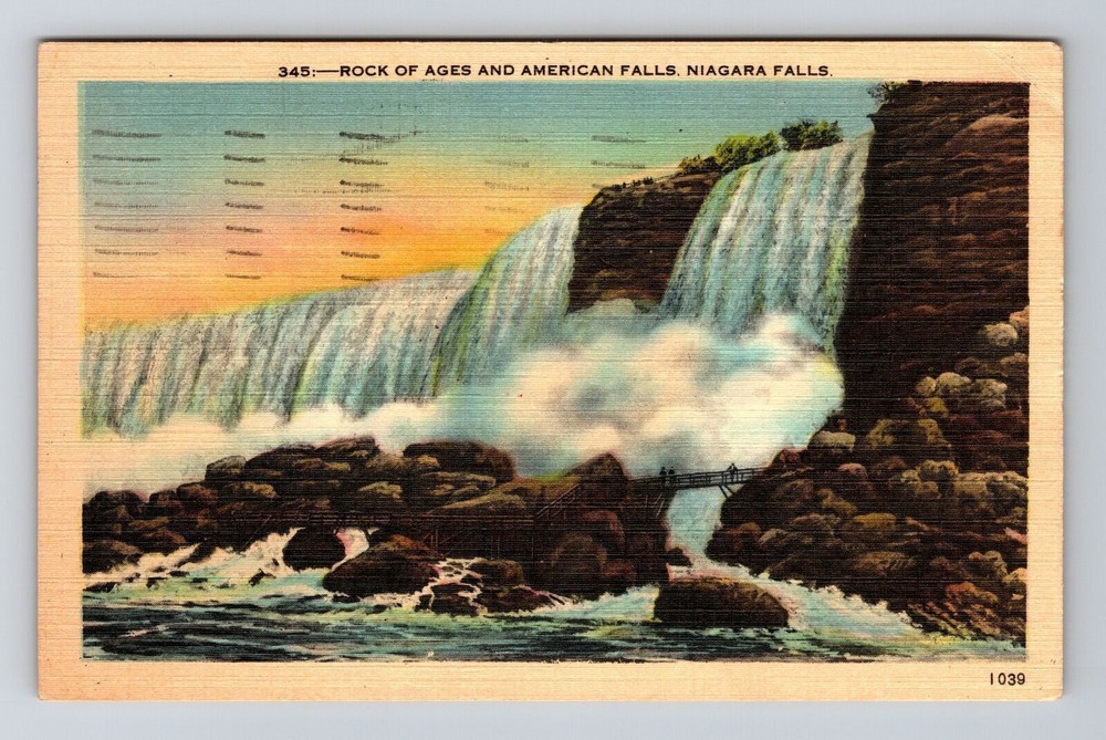 Niagara Falls NY-New York, Rock Ages & American Falls, Vintage Postcard