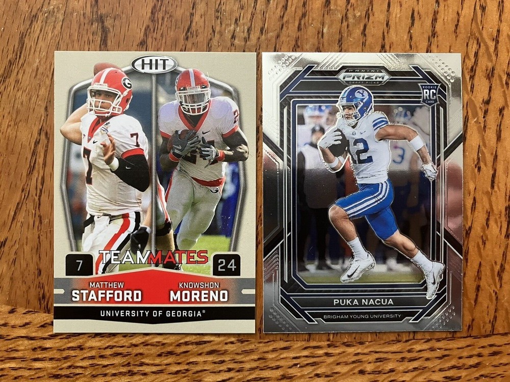 PUKA NACUA & MATTHEW STAFFORD PRIZM & SAGE ROOKIE CARDS 1-OWNER MINT PLEASE READ