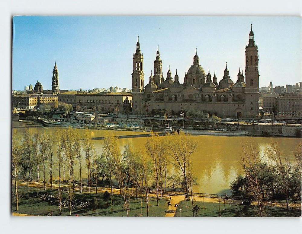 Postcard Ebro RIver & Cathedrals Zaragoza Spain