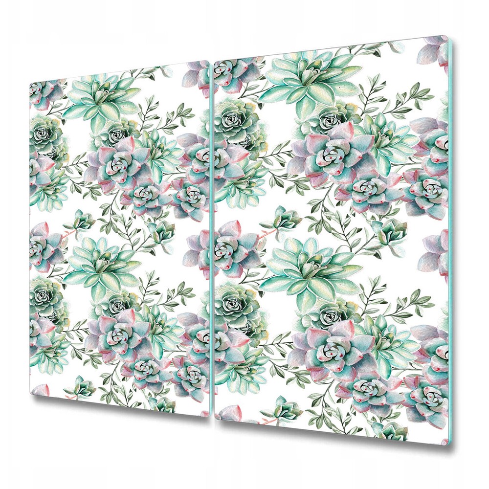 Tempered Glass Bread Board Worktop Saver Succulent Watercolour Floral 2x30x52