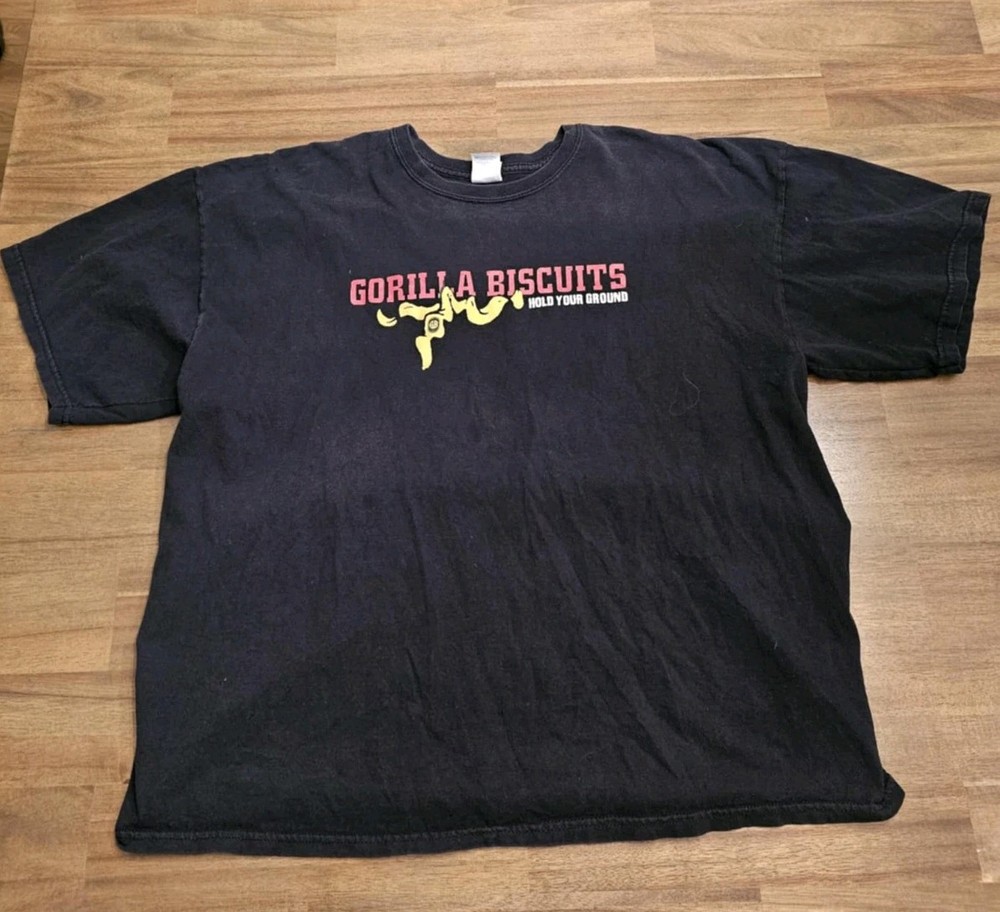 Vintage Gorilla Biscuits Hold Your Ground Double Sided Black T-shirt Mens 2XL