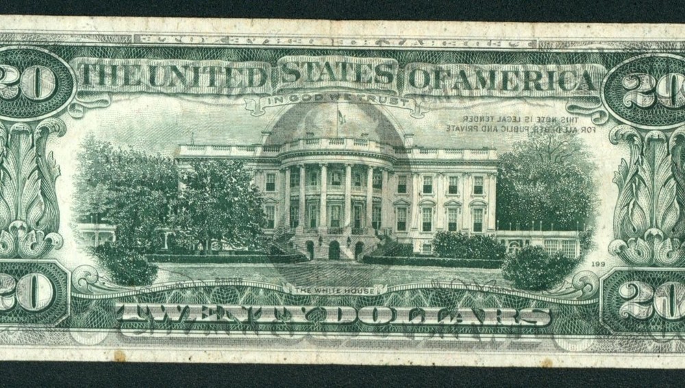 ((ERROR - INK TRANSFER - 100% FACE TO BACK)) $20 1974 Federal Reserve Note