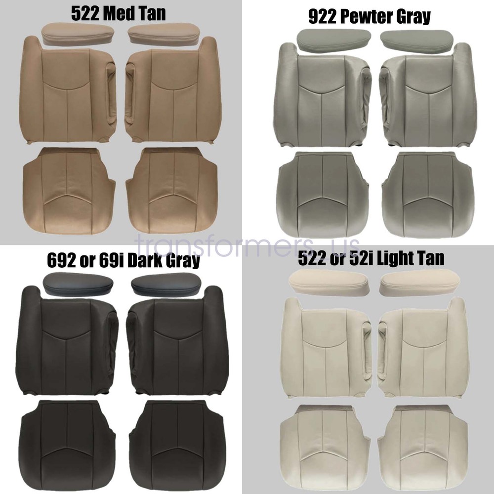 Driver + Passenger Leather Seat Cover For 2003-2006 Chevy Silverado GMC Sierra