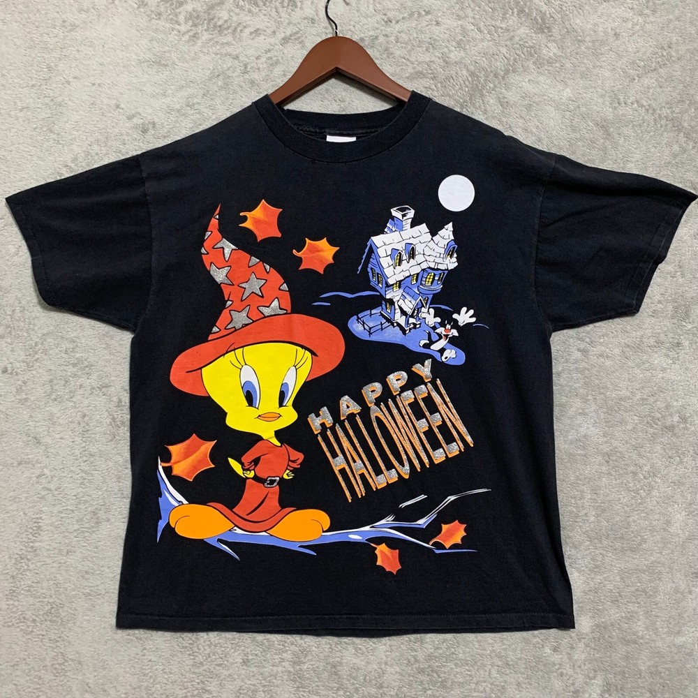 Vintage 90s Looney Tunes Single Stitch Shirt Happy Halloween Tweety Sylvester XL