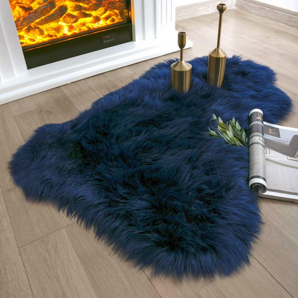 Ashler faux fur rug, Fluffy Shaggy Area Rug Ultra Soft 2 x 3 Feet Sheepskin F...