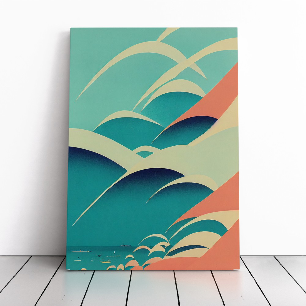 Ocean Wave Pop Art No.1 Canvas Wall Art Print Framed Picture Decor Dining Room