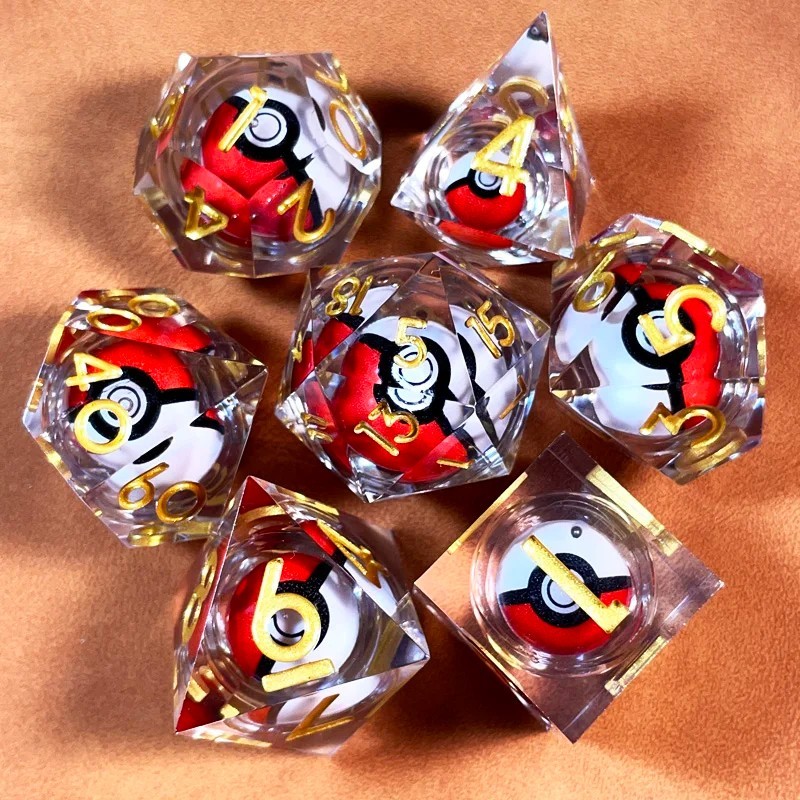 7Pcs Anime Poly Dice Set Dungeons & Dragons RPG Resin Polyhedral Die D&D DND