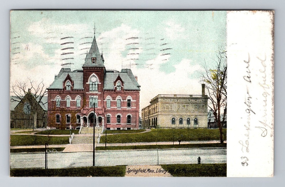 Springfield MA-Massachusetts, Library & Art Museum, c1907 Vintage Postcard