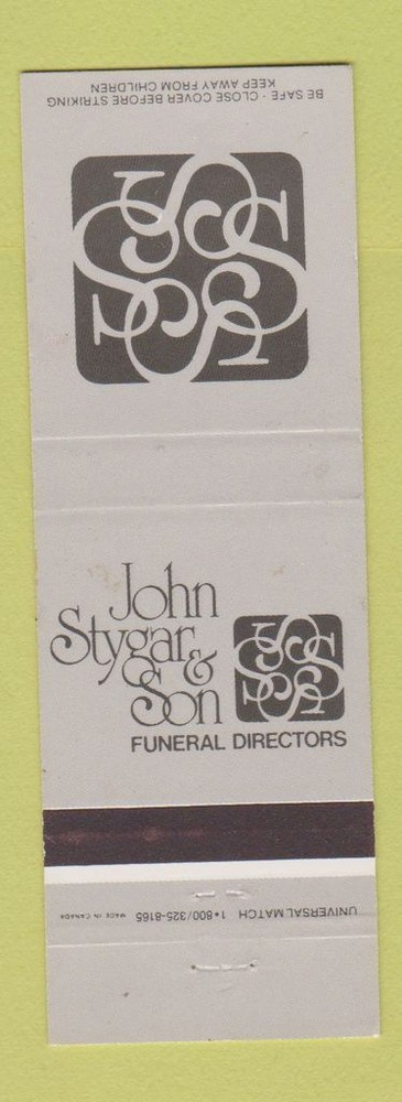 Matchbook Cover - John Stygar Son Funeral Home St Louis MO