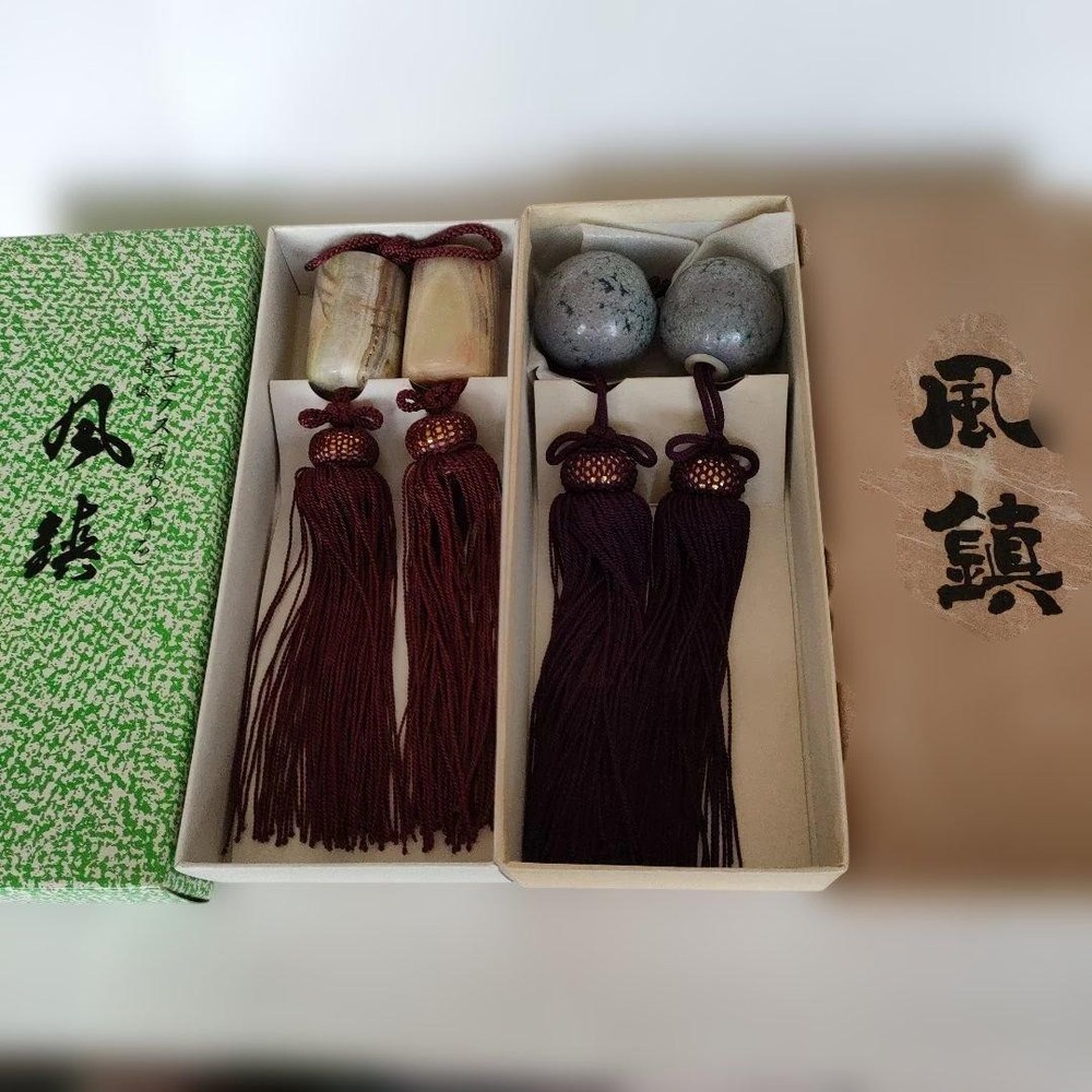 Onyx Stone Hanging Scroll Ornaments Set of 2 Traditional Wind Chimes