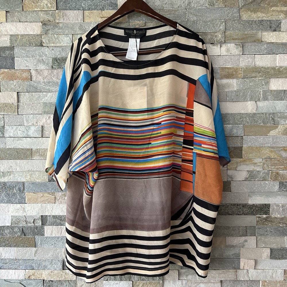 NWT Maria Rinaldi Plus Size 16 Fr 50 Bastione Silk Blouse Top