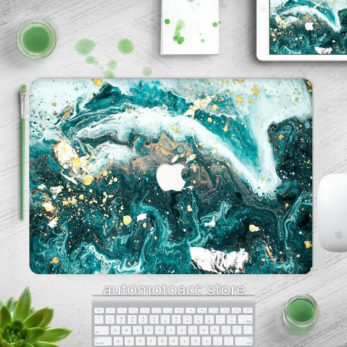 Green Wave Gold Marble Matte Case For Macbook M3 Air 13 15 Pro 16 14 11 12 inch