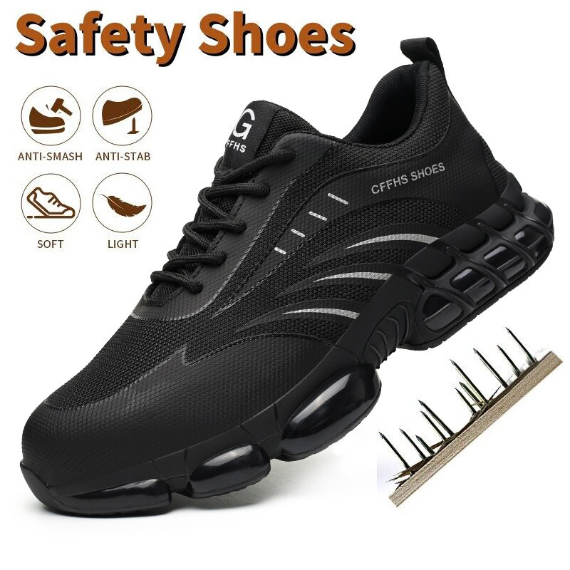 Mens' Sneakers Indestructible Safety Work Shoes Steel Toe Breathable Work Boots