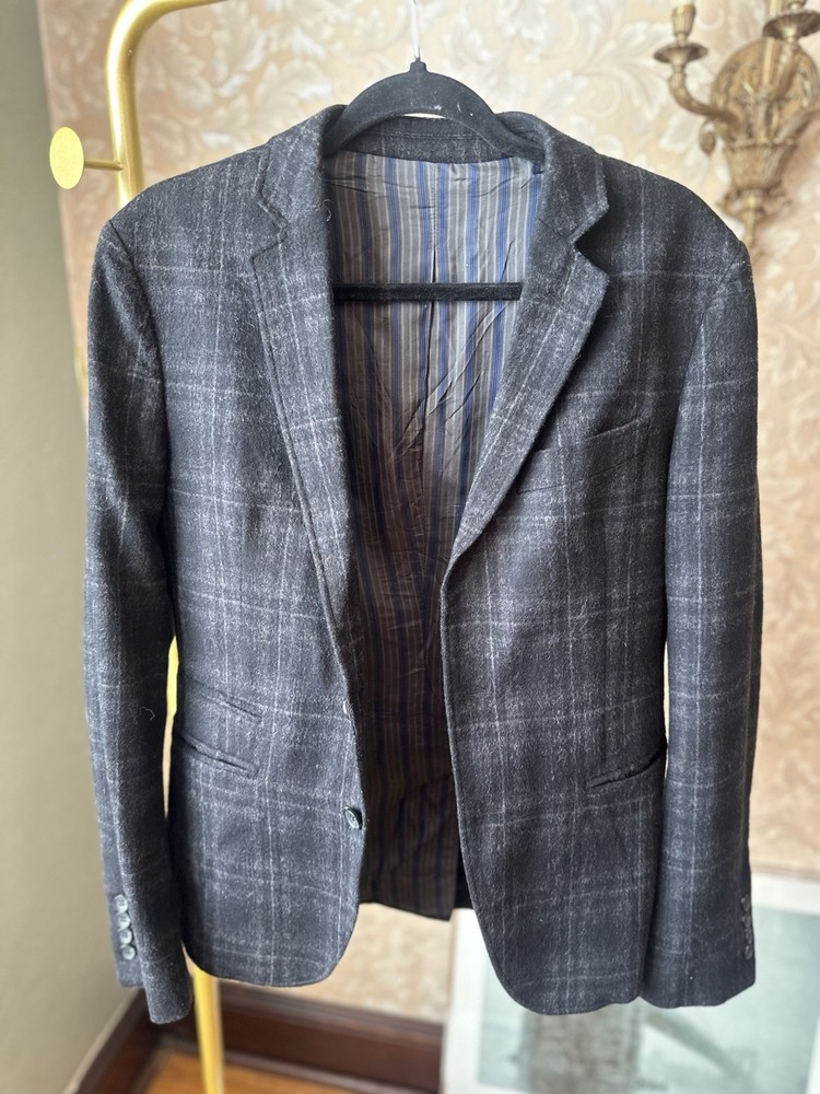 Men’s 46r Dolce & Gabbana Black/Grey Check Blazer Sport Coat