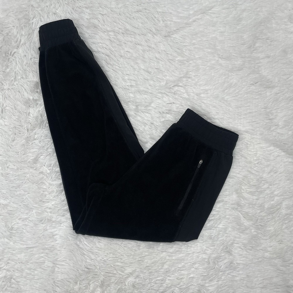 Zyia Womens Size XS Black Fleece Joggers Sweat Pants Zip Pockets Gym Lounge