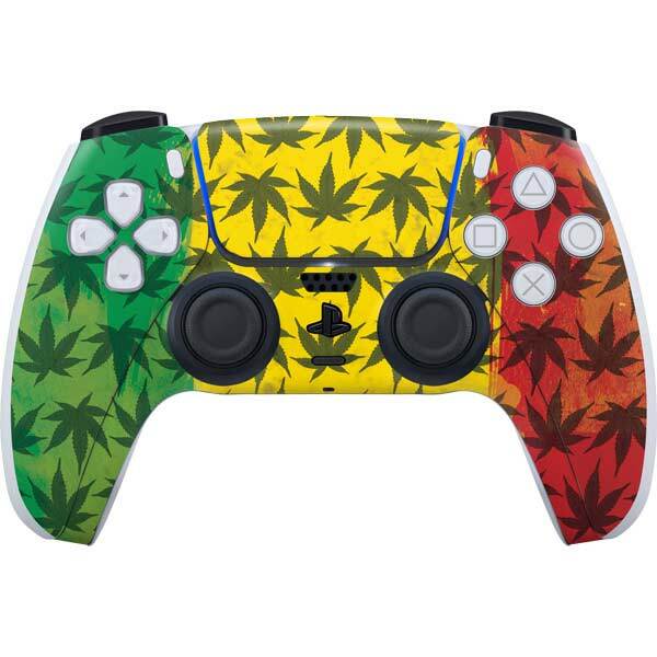 Rasta PS5 Controller Skin - Marijuana Rasta Pattern