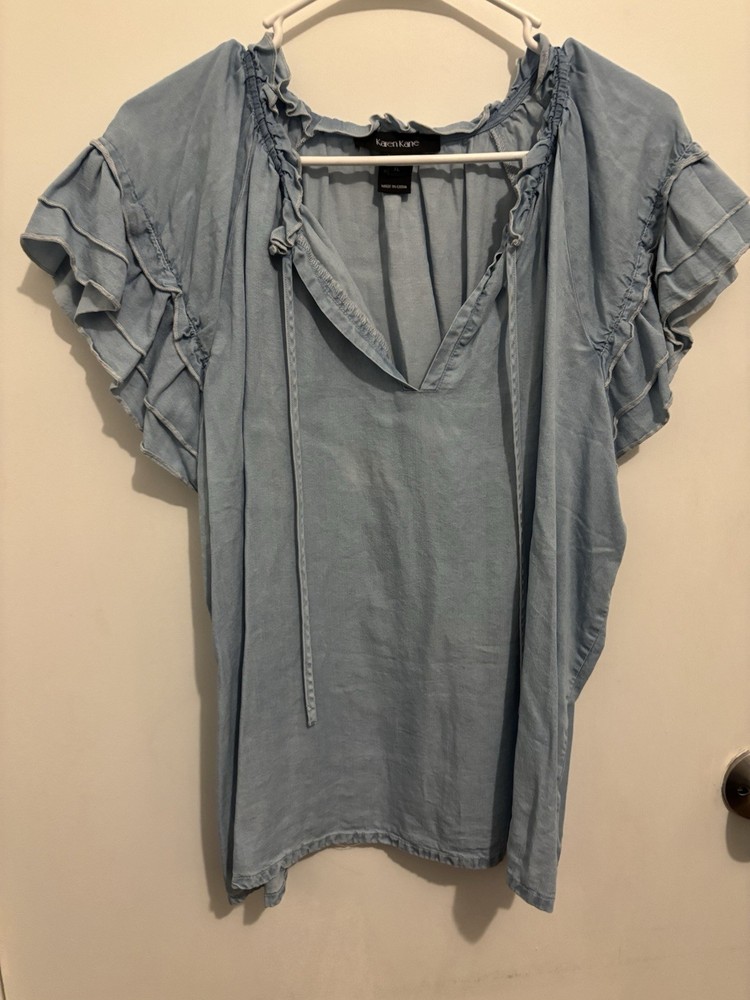 Karen Kane Blue Blouse Top Size XLarge