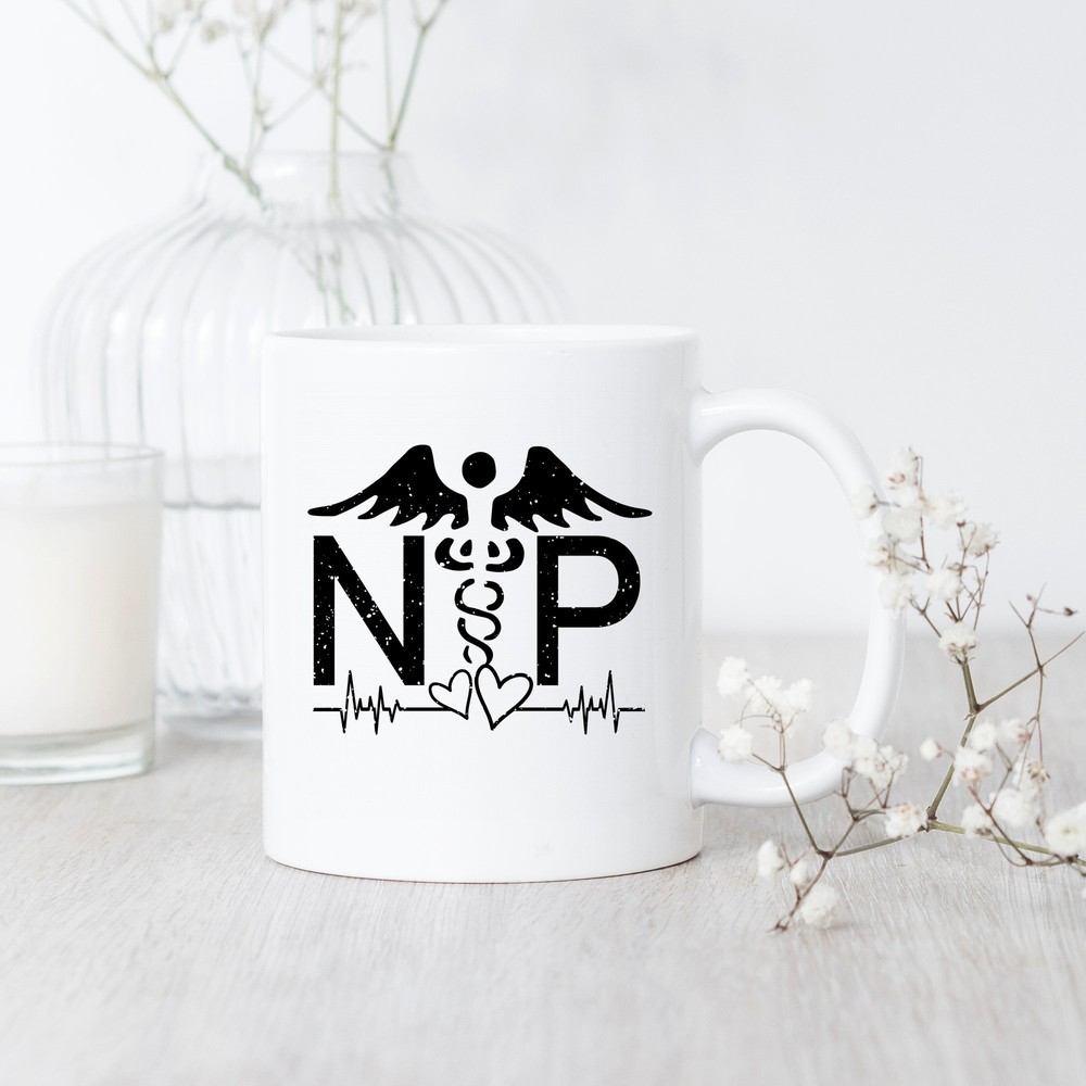 Heartbeat Design Nurse Practitioner Gift Mug for Medical Professionals  