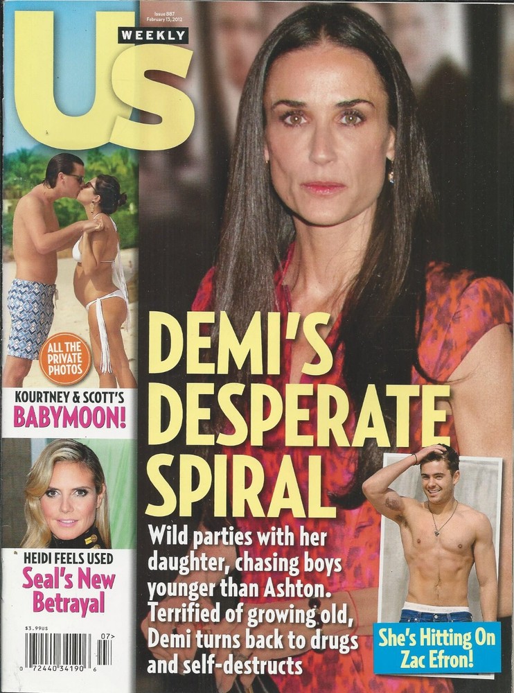 Us Weekly Magazine Demi Moore Zac Efron Kourtney Kardashian Heidi Klum 2012