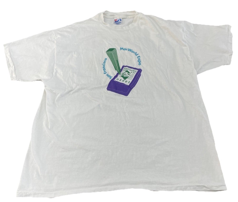 Vintage XXL White Mac Apple Macworld Expo San Francisco Shirt