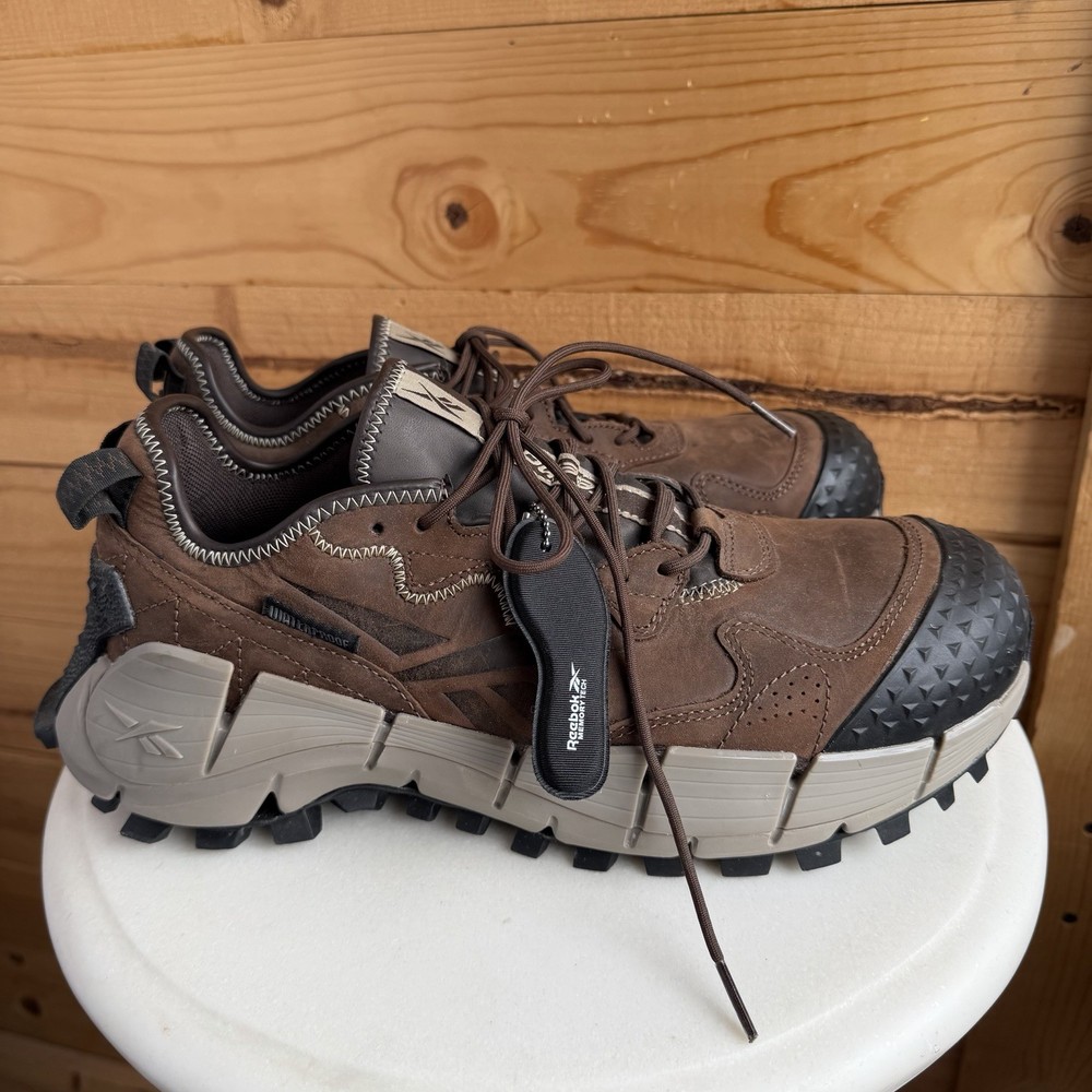 Reebok Men's Zig Kinetica Edge II Work Safety Shoes RB3020 Brown Leather Sz 9.5