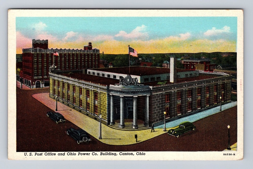 Canton OH-Ohio, U.S. Post Office & Ohio Power Building Vintage Postcard