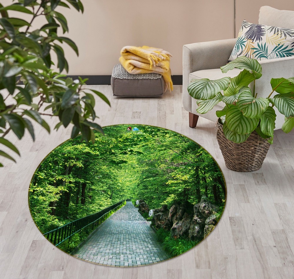 3D Green Forest Path NAO9970 Game Rug Mat Elegant Photo Carpet Mat Fay