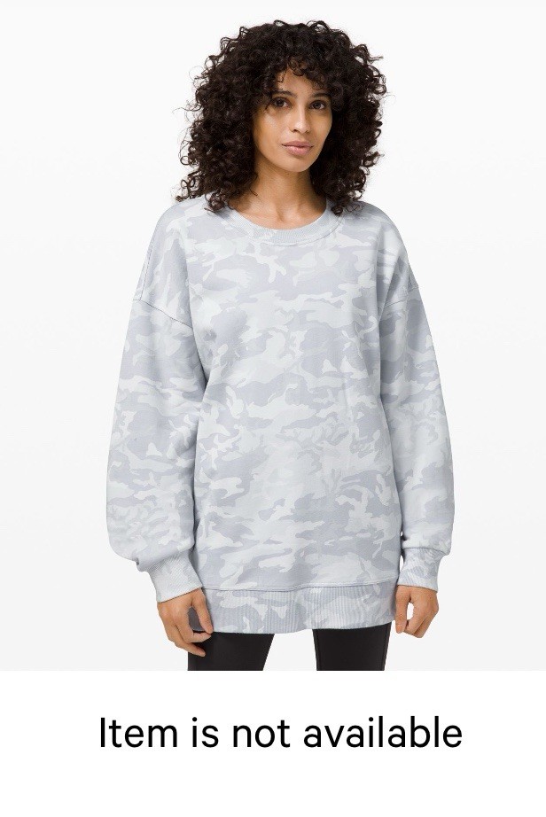 Lululemon Perfectly Oversized Crew Size 14 Sweatshirt Incognito CamAlpine White