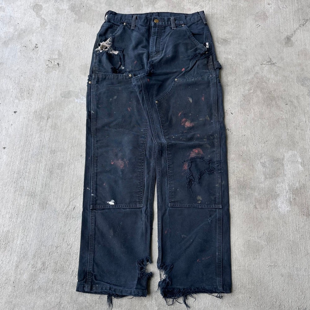 Vintage Y2K Carhartt black distressed double knee carpenter work pants