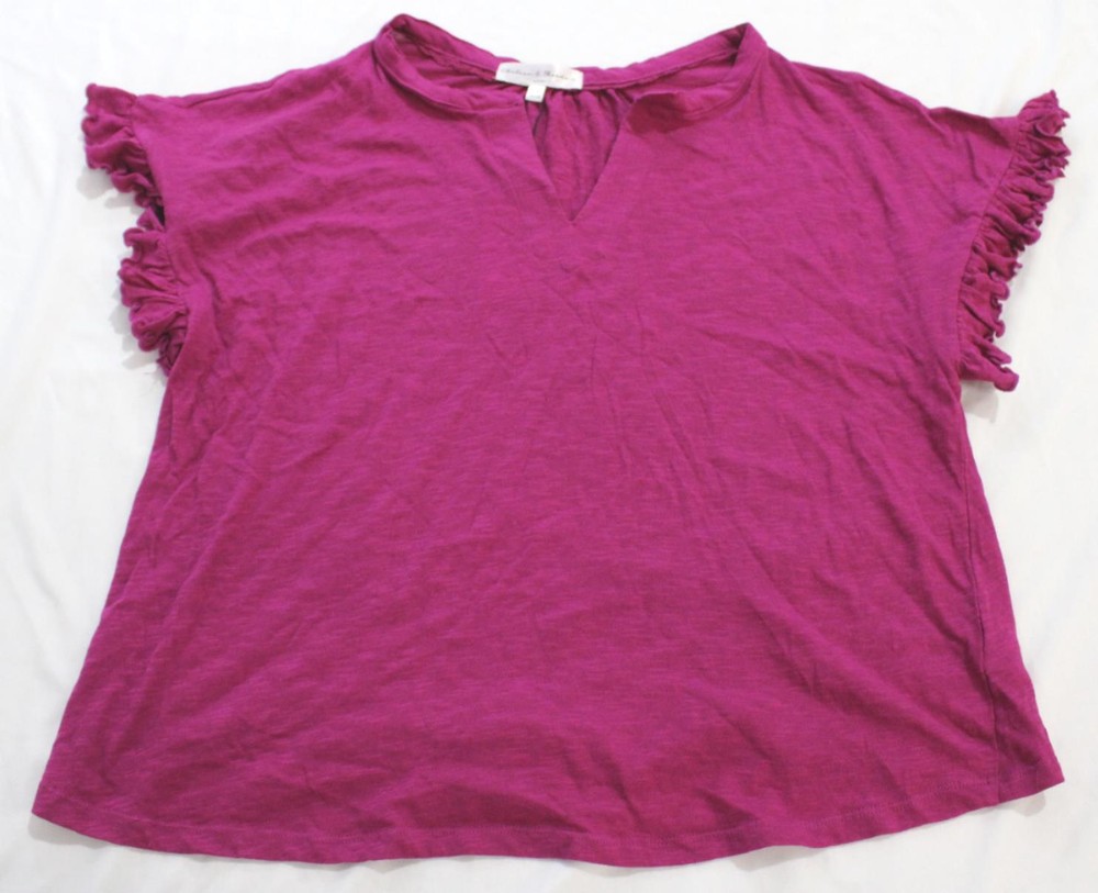 Chelsea & Theodore Women's Soft Knit Ruffle Sleeved Tunic KD2 Berry XL