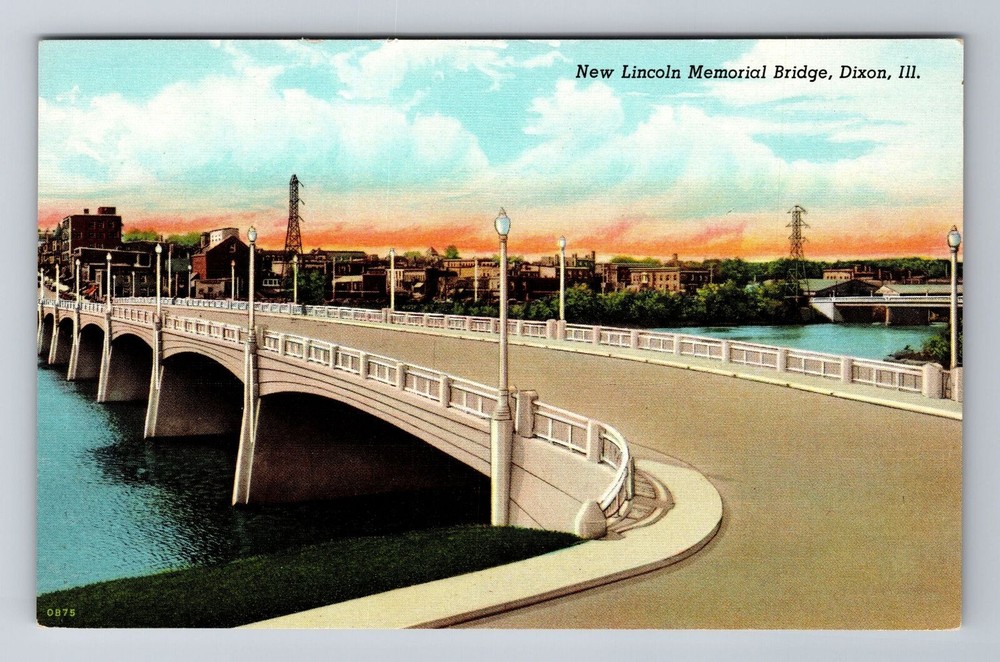 Dixon IL-Illinois, New Lincoln Memorial Bridge, Antique Vintage Postcard