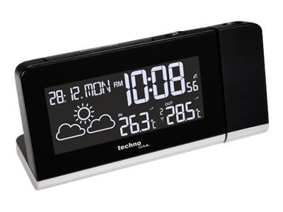 Technoline WT 539 Digital Alarm Clock with Date Temp Display Uses AA Batteries Black