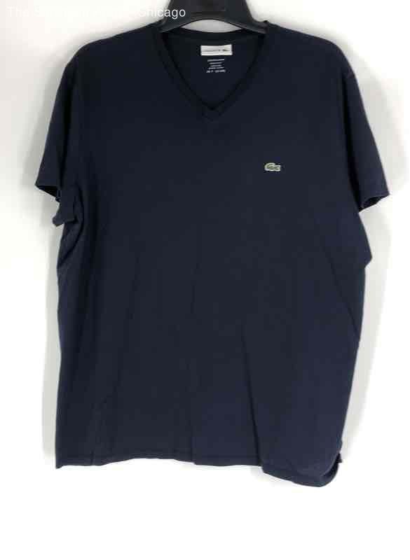 Lacoste Mens Navy Blue Pima Cotton Regular Fit Pullover T-Shirt Size 2XL