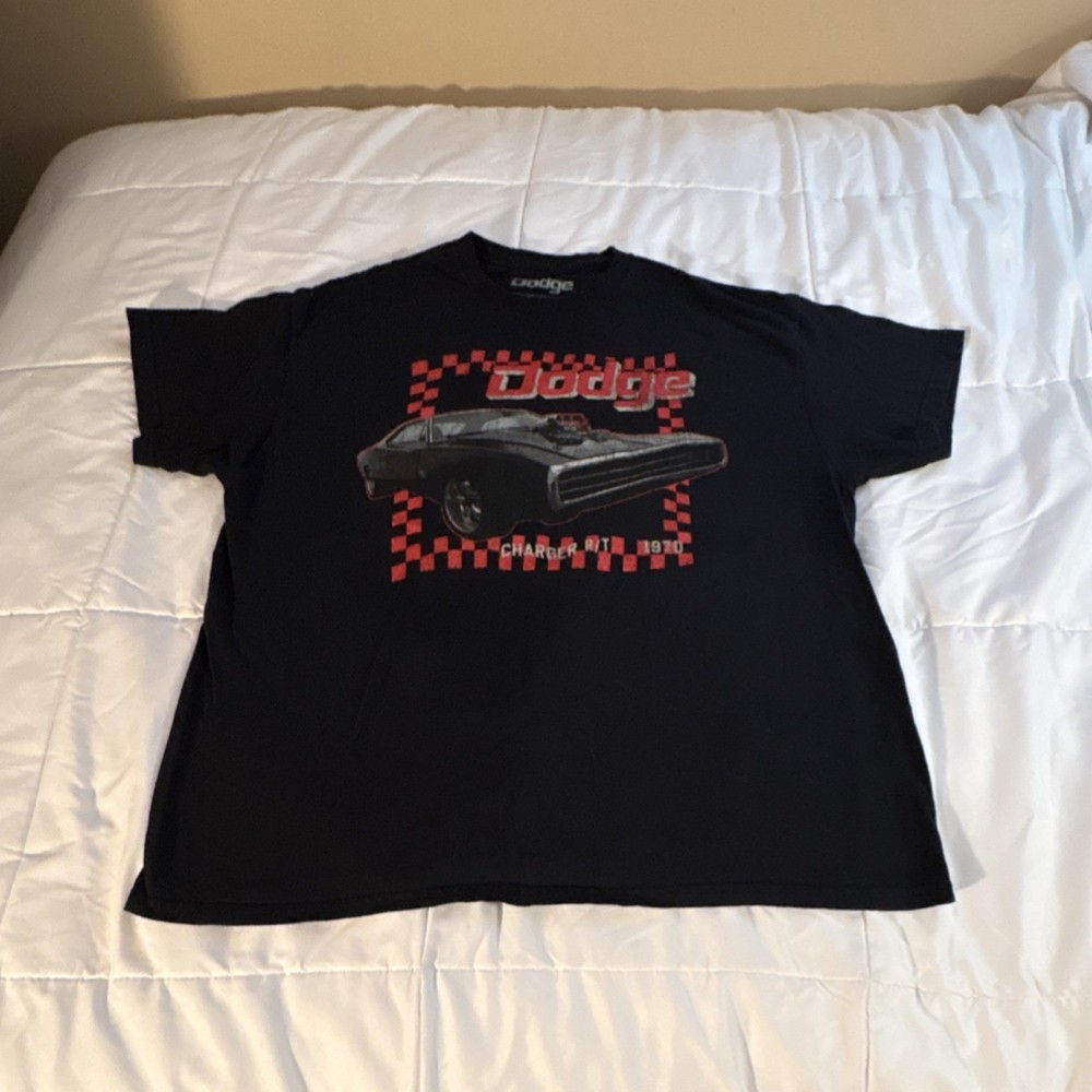 Dodge Men's Black Charger R/T 1970 Graphic Crew Neck Short Sleeve T-Shirt XL