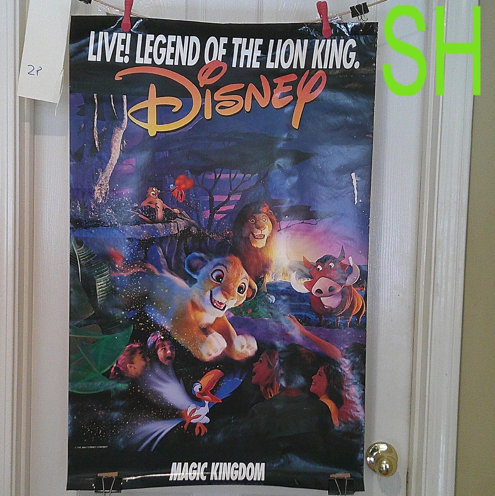 Vtg Walt Disney World Magic Kingdom Travel Agency Poster Legend Lion King 36x23